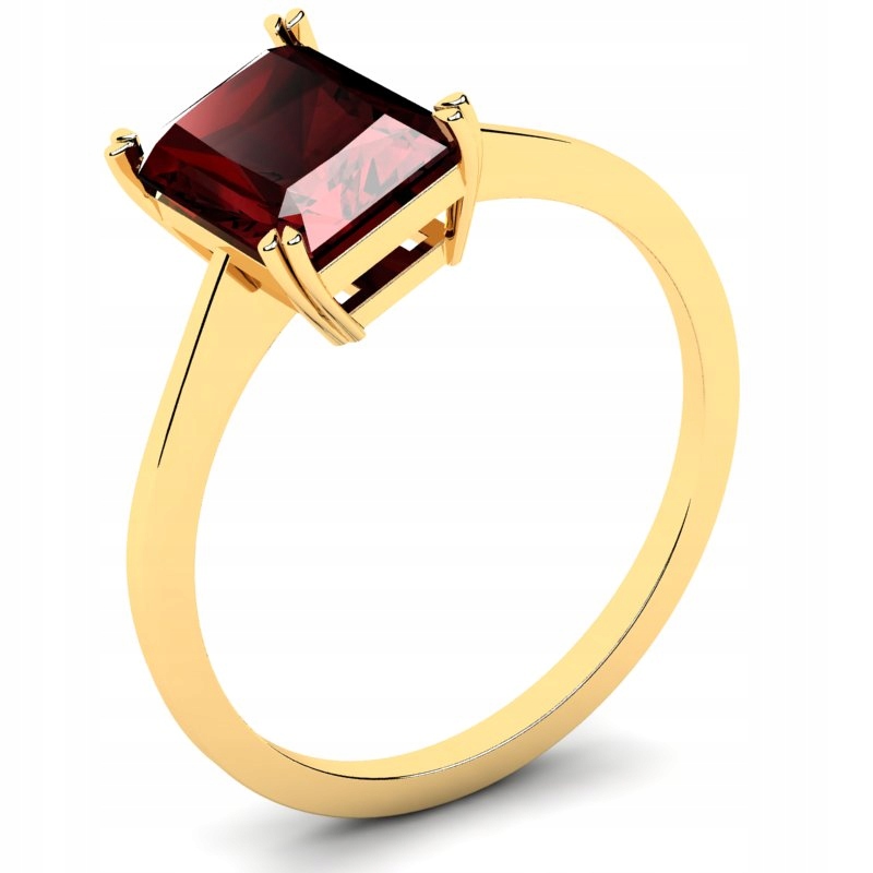 

Pierścionek Złoty Błyszczący Z Bordową Cyrkonią