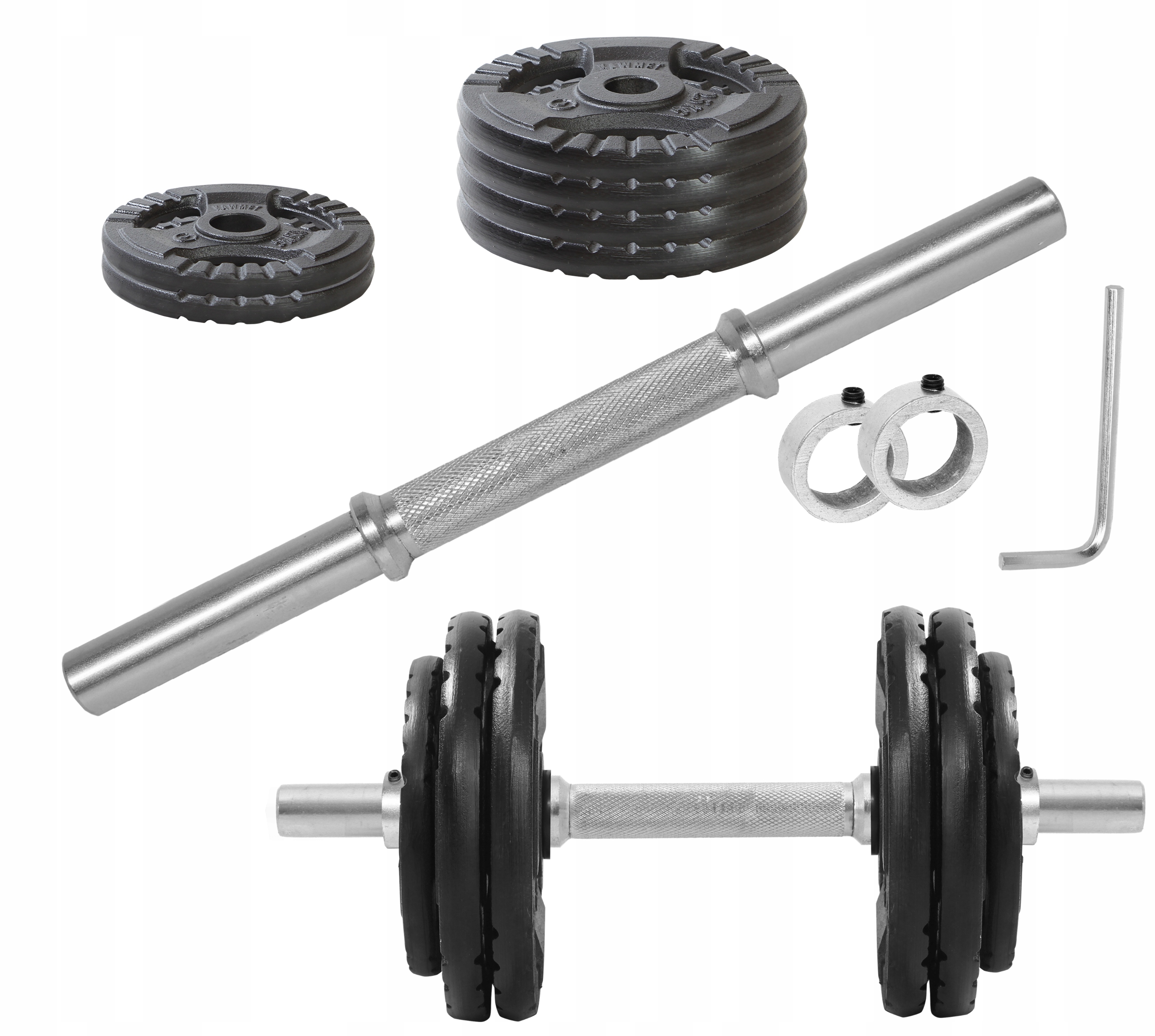 

Hantla Żeliwna 15KG, gryfik+obciążenie zestaw 15kg