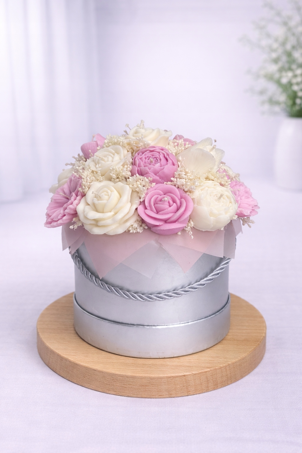 Flower Box Sójové svíčky Věčná kytice Dárek Narozeniny Jmeniny