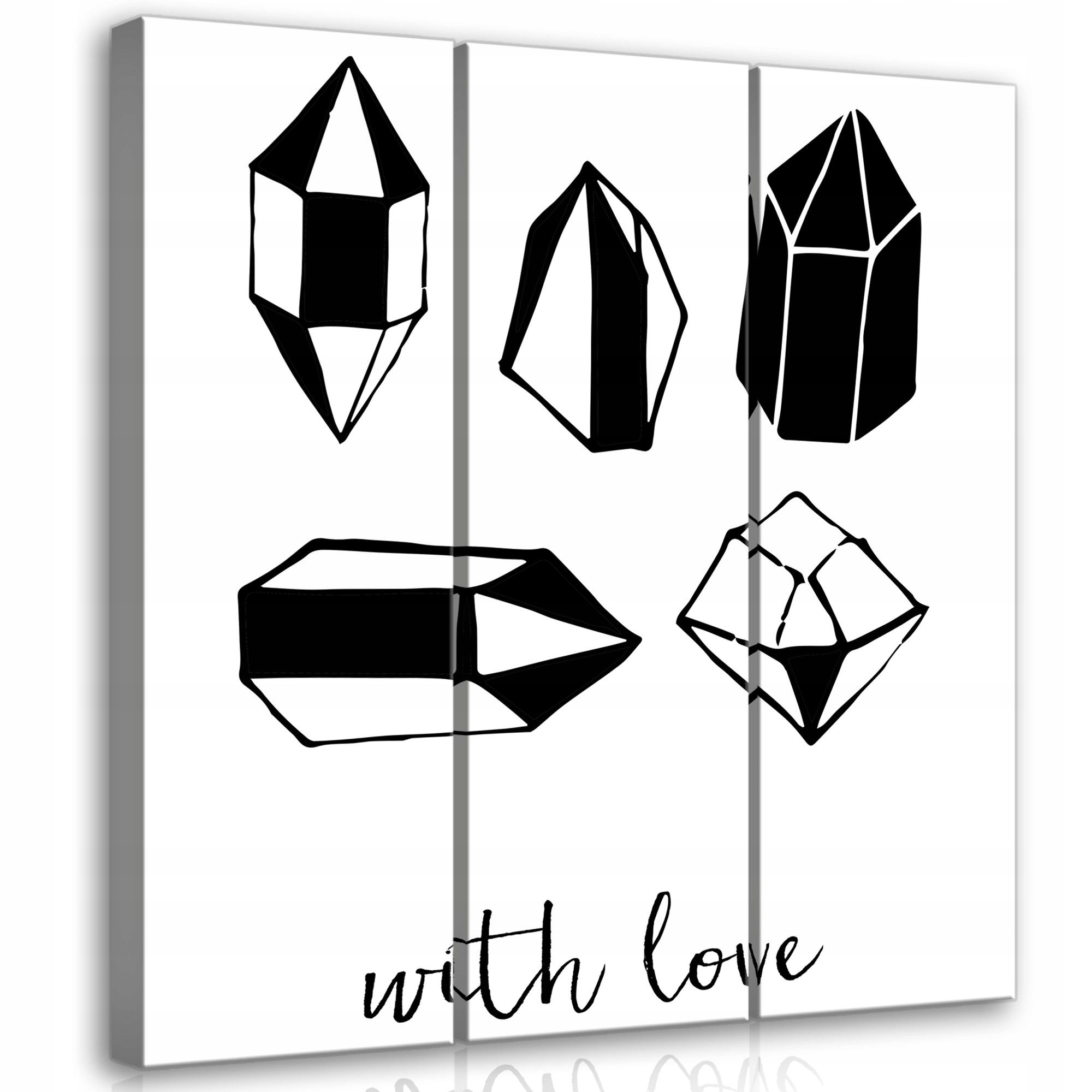 Obraz 90x100 Krystaly minerály geometrie minimalismus černá bílá láska