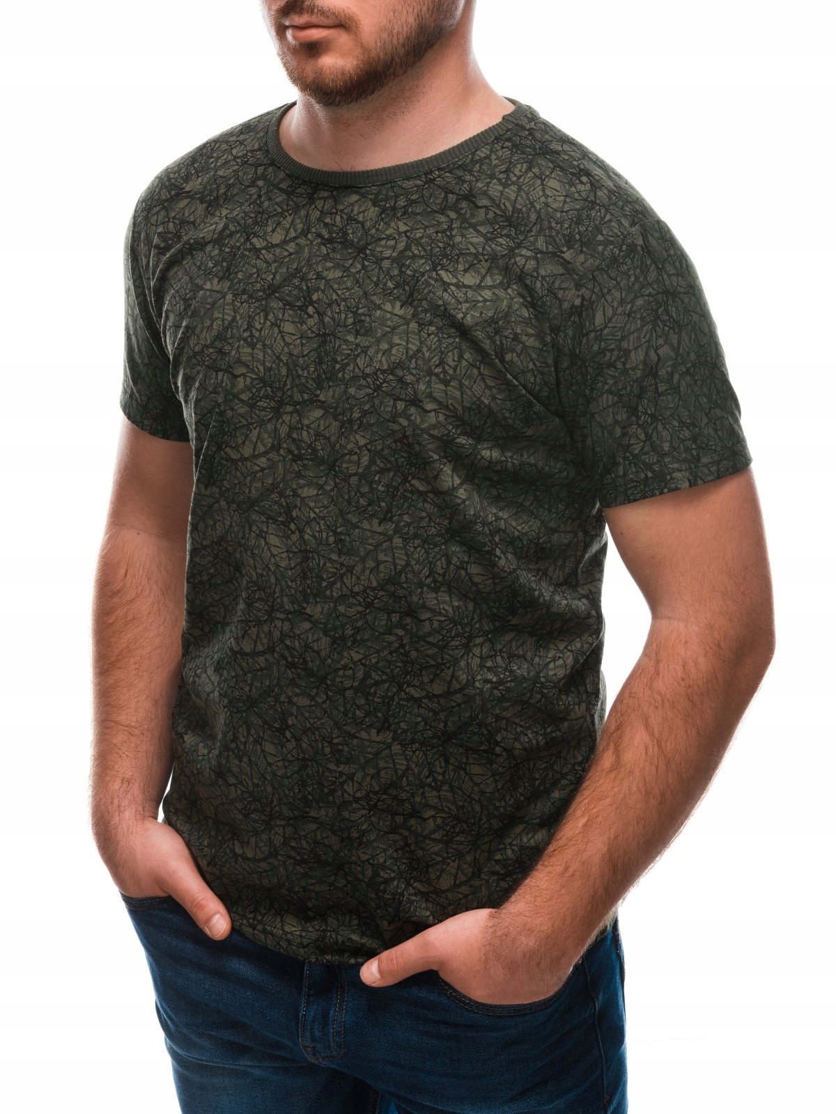 

T-shirt męski z nadrukiem 1667S zielony M
