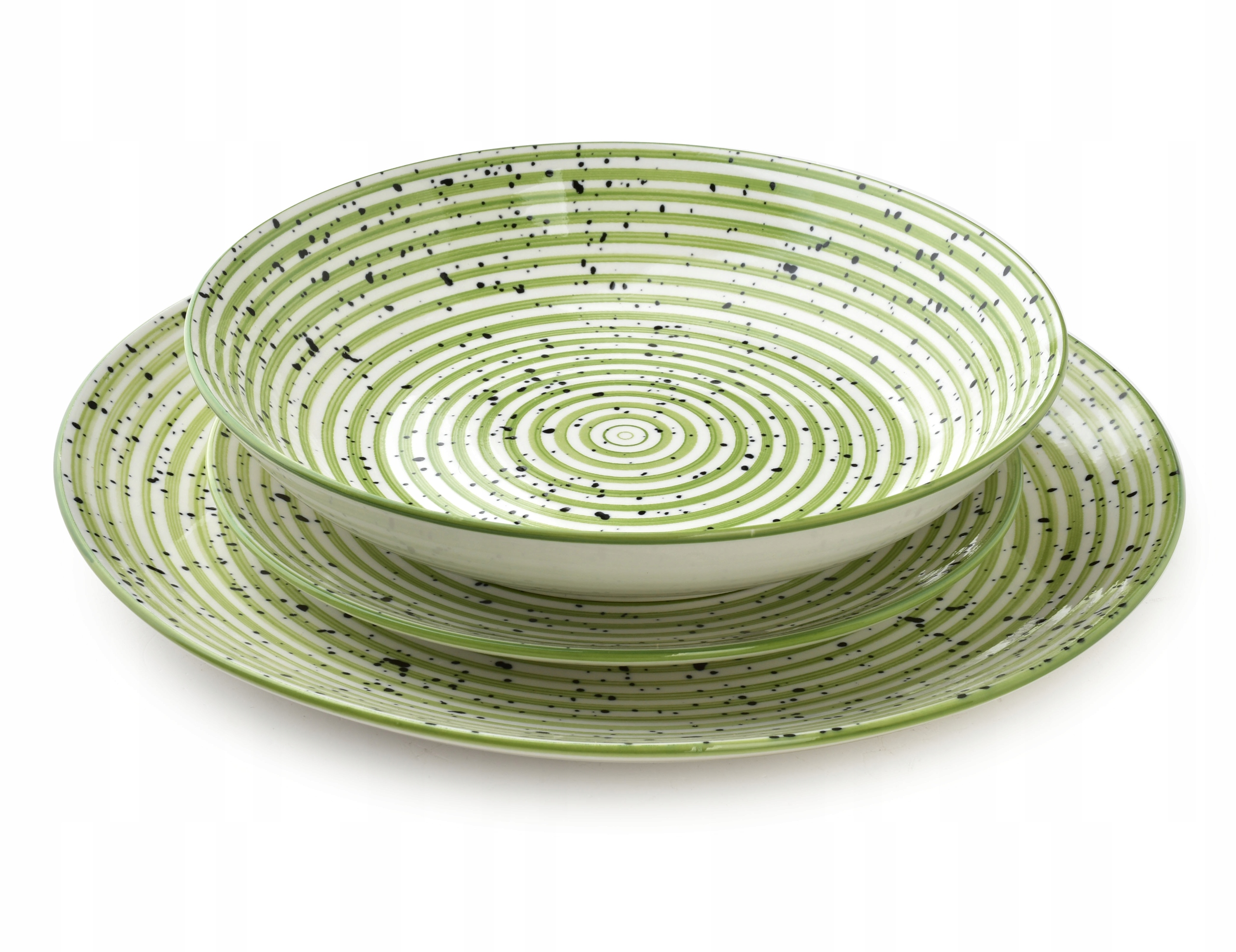 Jídelní servis 18 ks porcelán 6 osob, talíře misky zelené