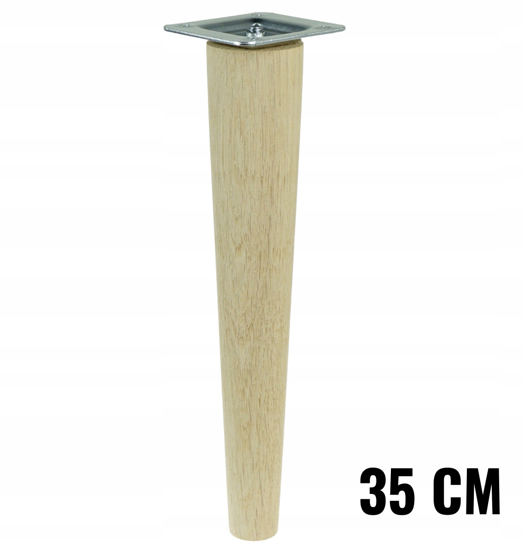 

nóżka dębowa noga mebla 35 cm z blachą montażową