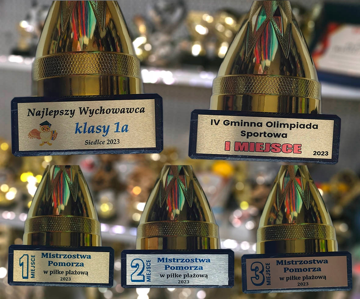 Puchar statuetka Koń Jeździectwo z tabliczką Materiał tworzywo sztuczne