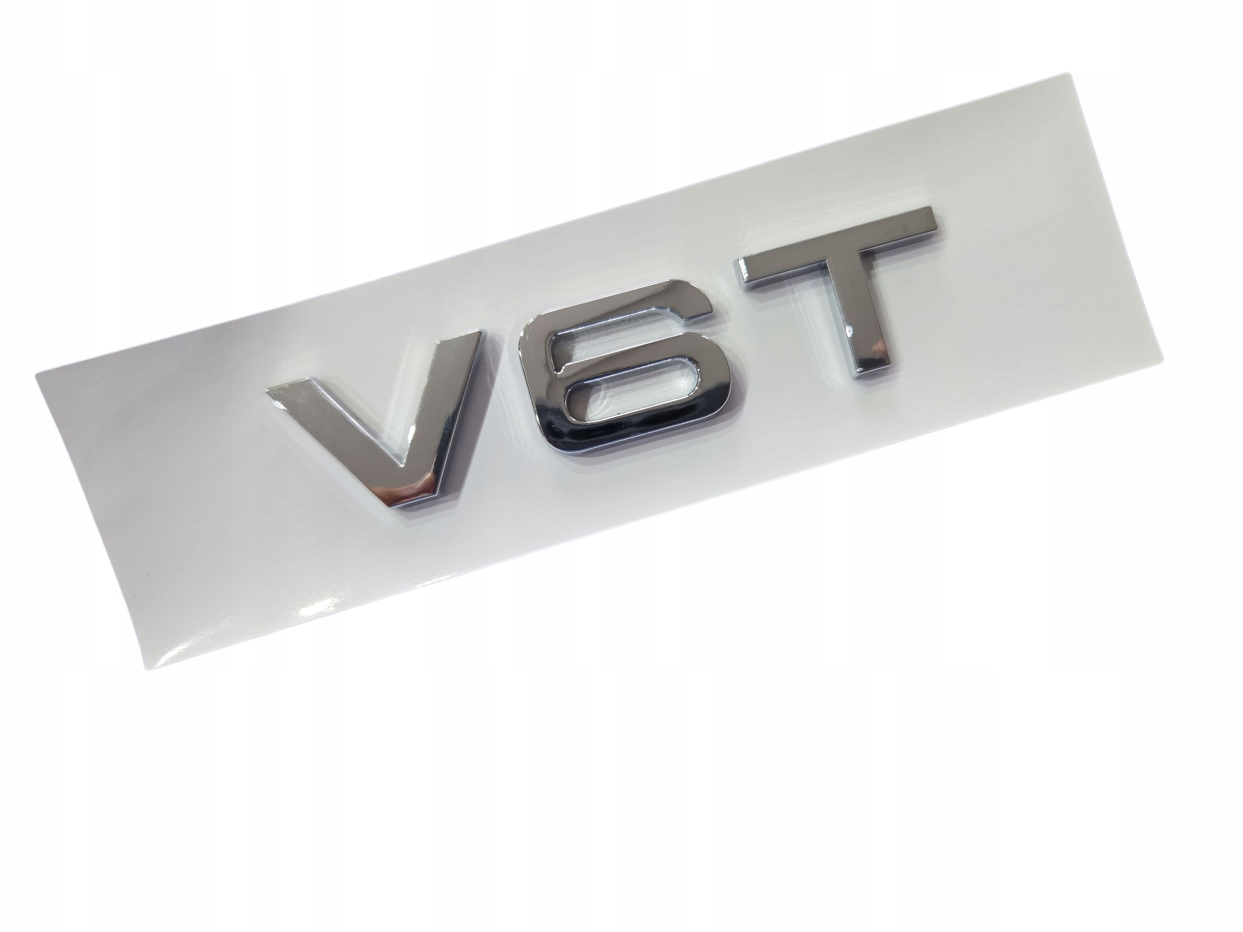 Emblemat Logo Znaczek Do Audi V6T Na Błotnik Srebrny Połysk Chrom Nowy