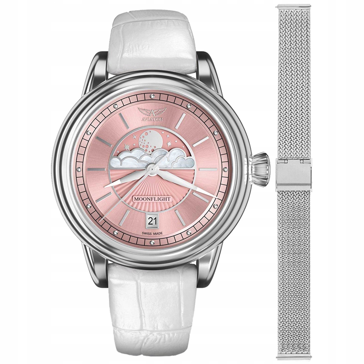 Dámské hodinky Aviator V.1.33.0.257.4.WM-SET stříbrné