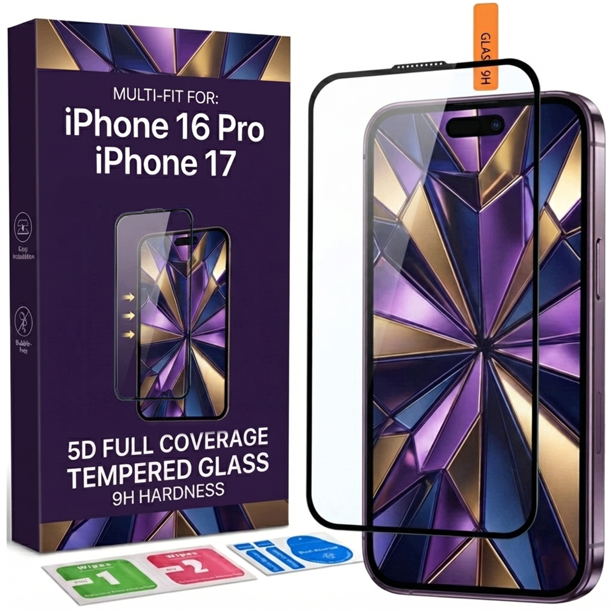 Szkło Hartowane do iPhone 17 , iPhone 16 Pro Szkiełko Ochronne 9H Szybka 5D