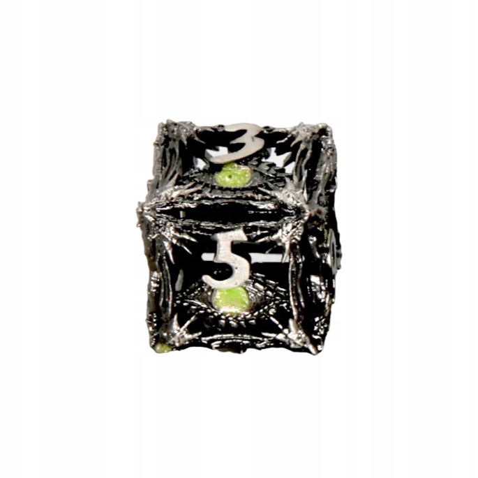 ZIELONE DIABELSKIE OKO METALOWA KOSTKA K6 RPG KOŚĆ SZEŚCIOŚCIENNA