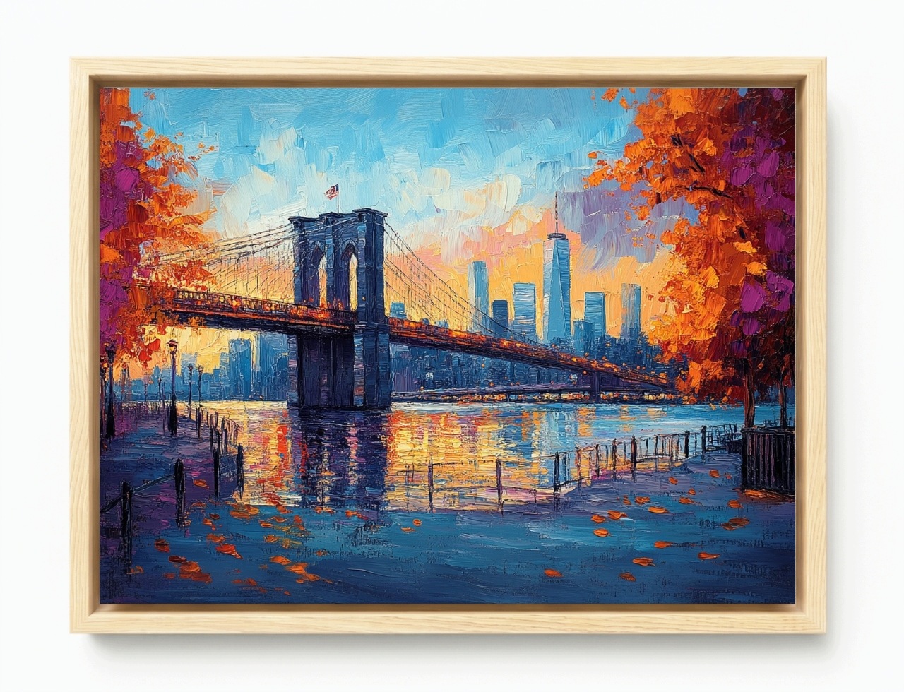 Obraz Rama American Box Manhattan Brooklyn Bridge Jeseň Most Nyc 80x60