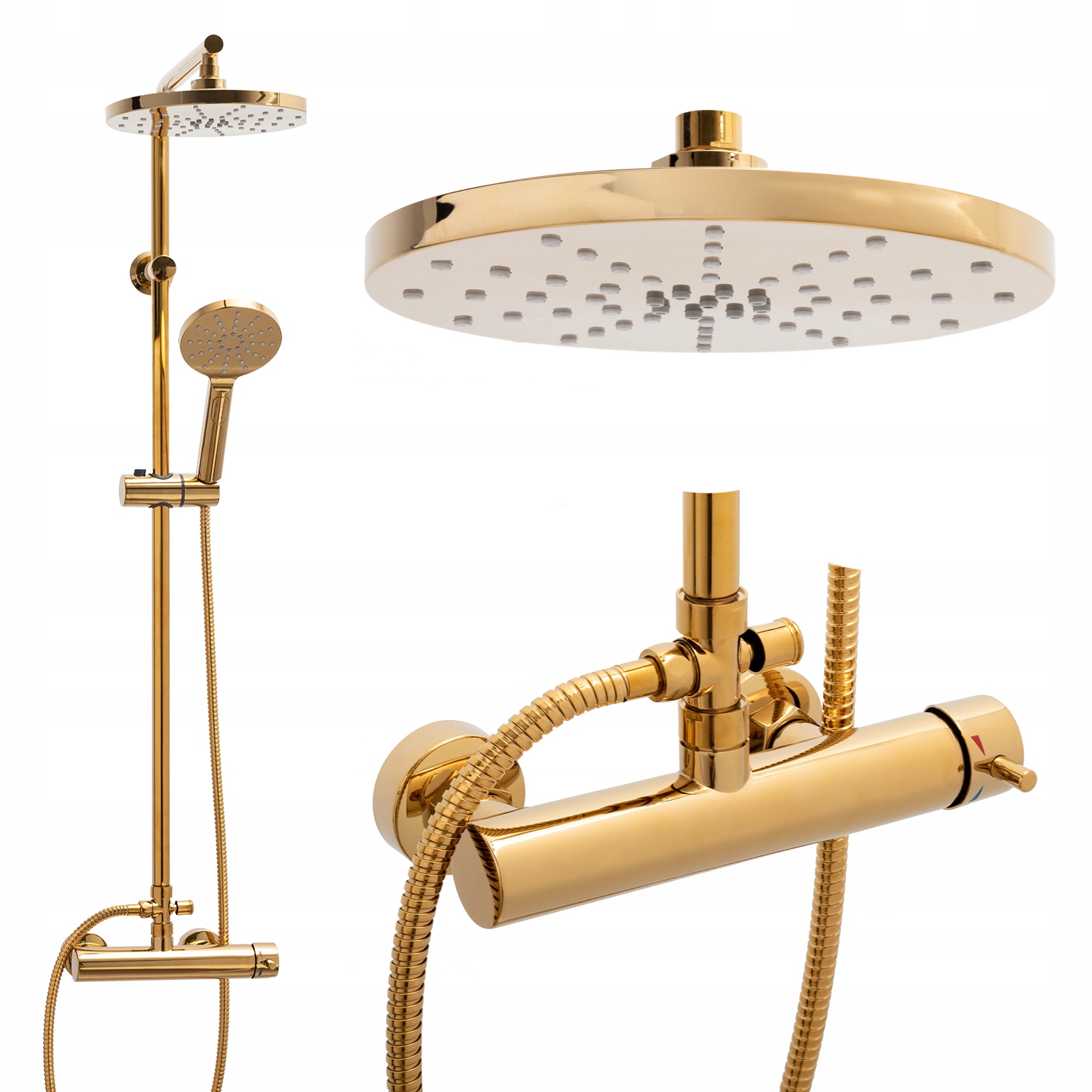 

Bateria prysznicowa deszczownica złota natynkowa