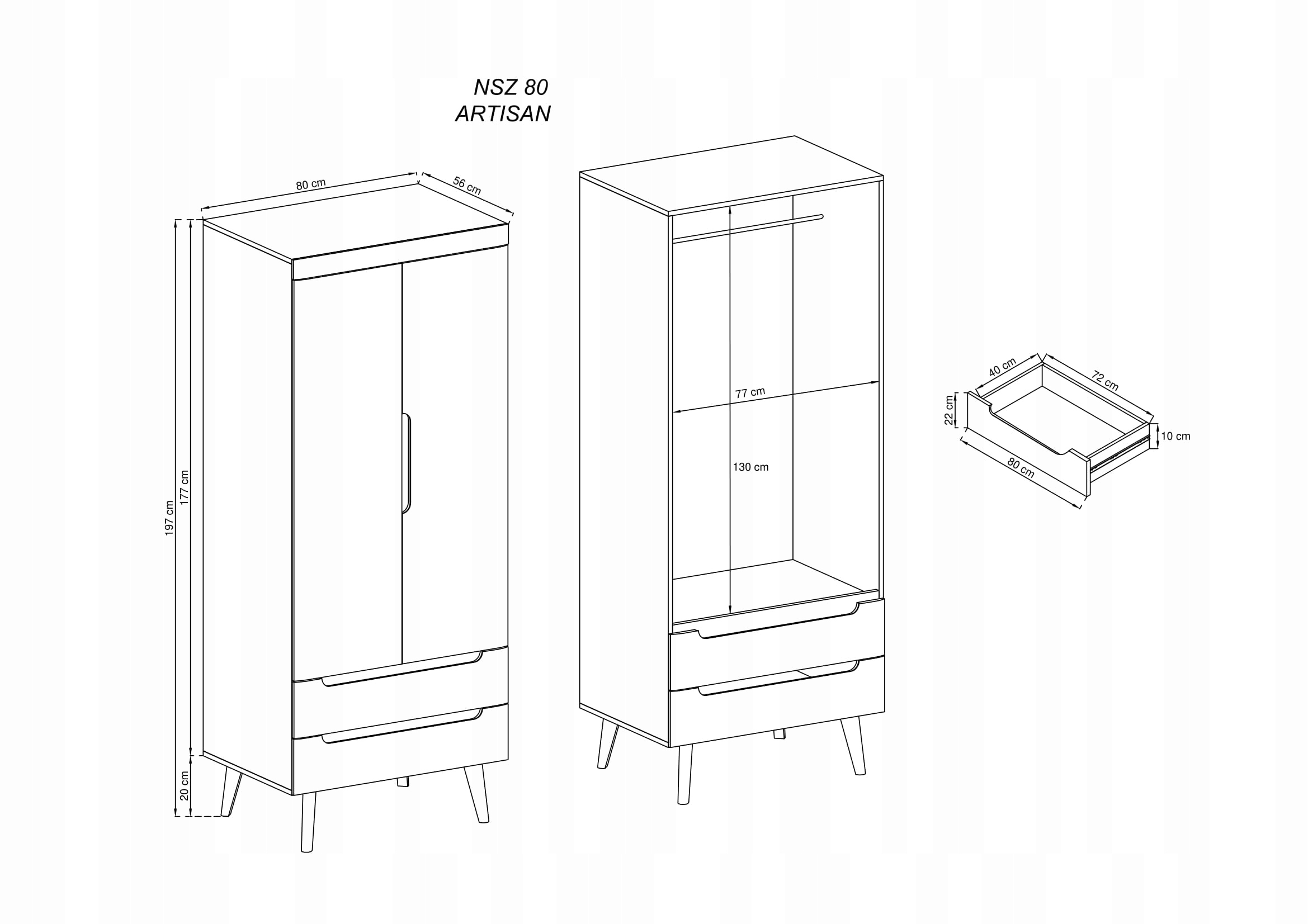 SZAFA NORDI NSZ80 DĄB ARTISAN STYL SKANDYNAWSKI Kod producenta NIISZ80