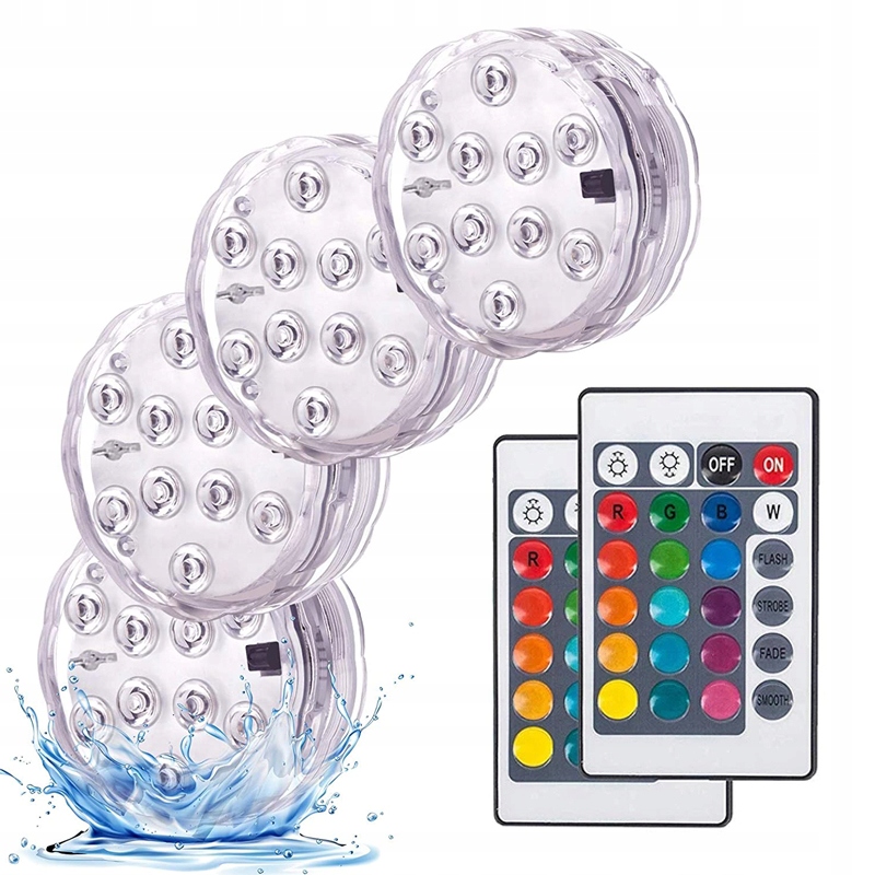 

4X Lampki Do Basenu Led Oświetlenie Basenu Z Pilot