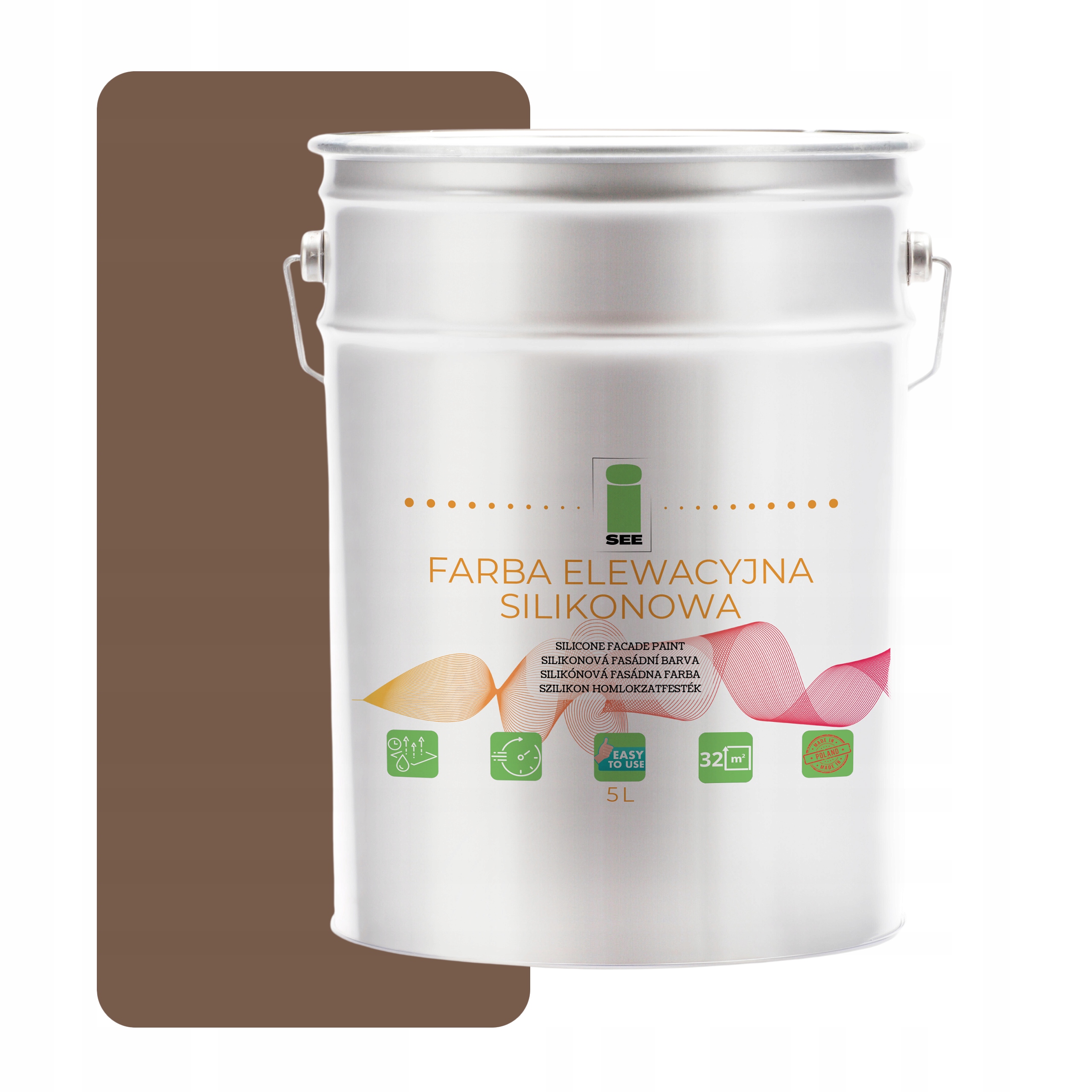 Fasádna Silikónová Fasádna Farba Hnedá Bledá 5 L Paropriepustná