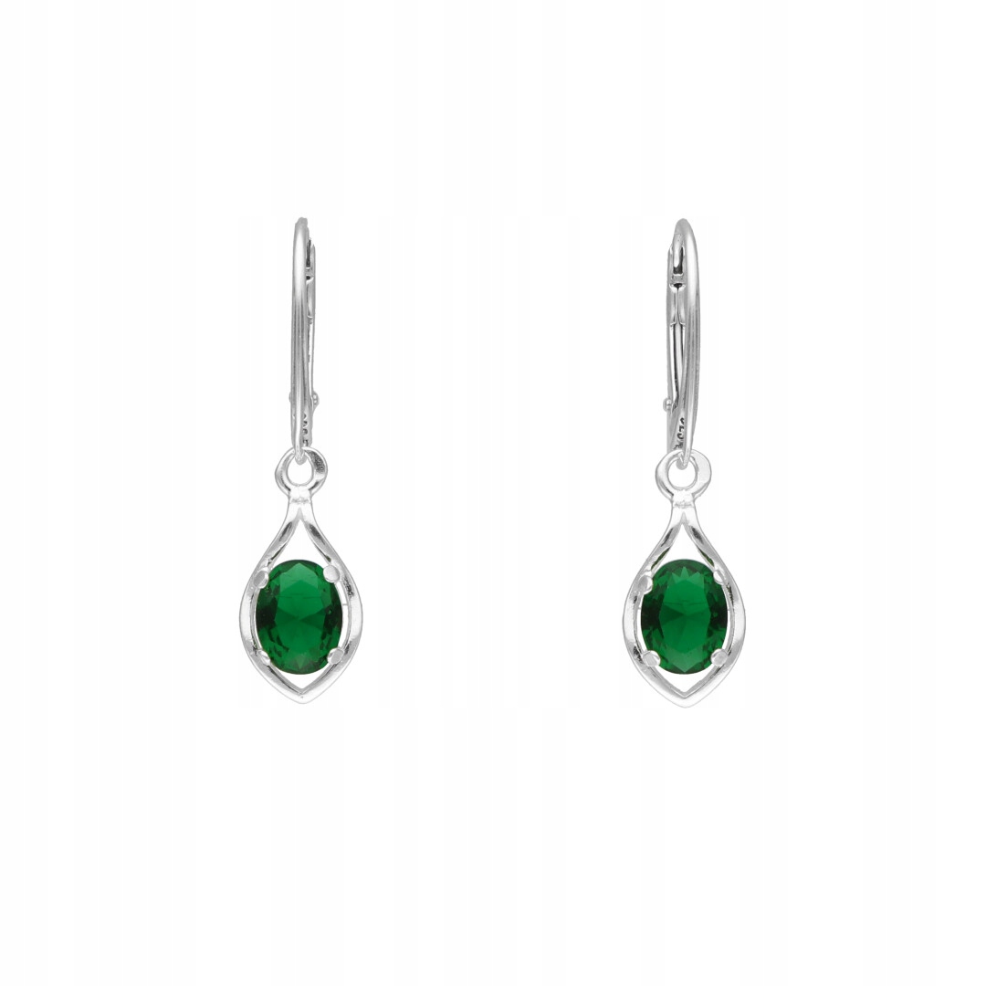 Náušnice se smaragdovými zirkony a stříbro
