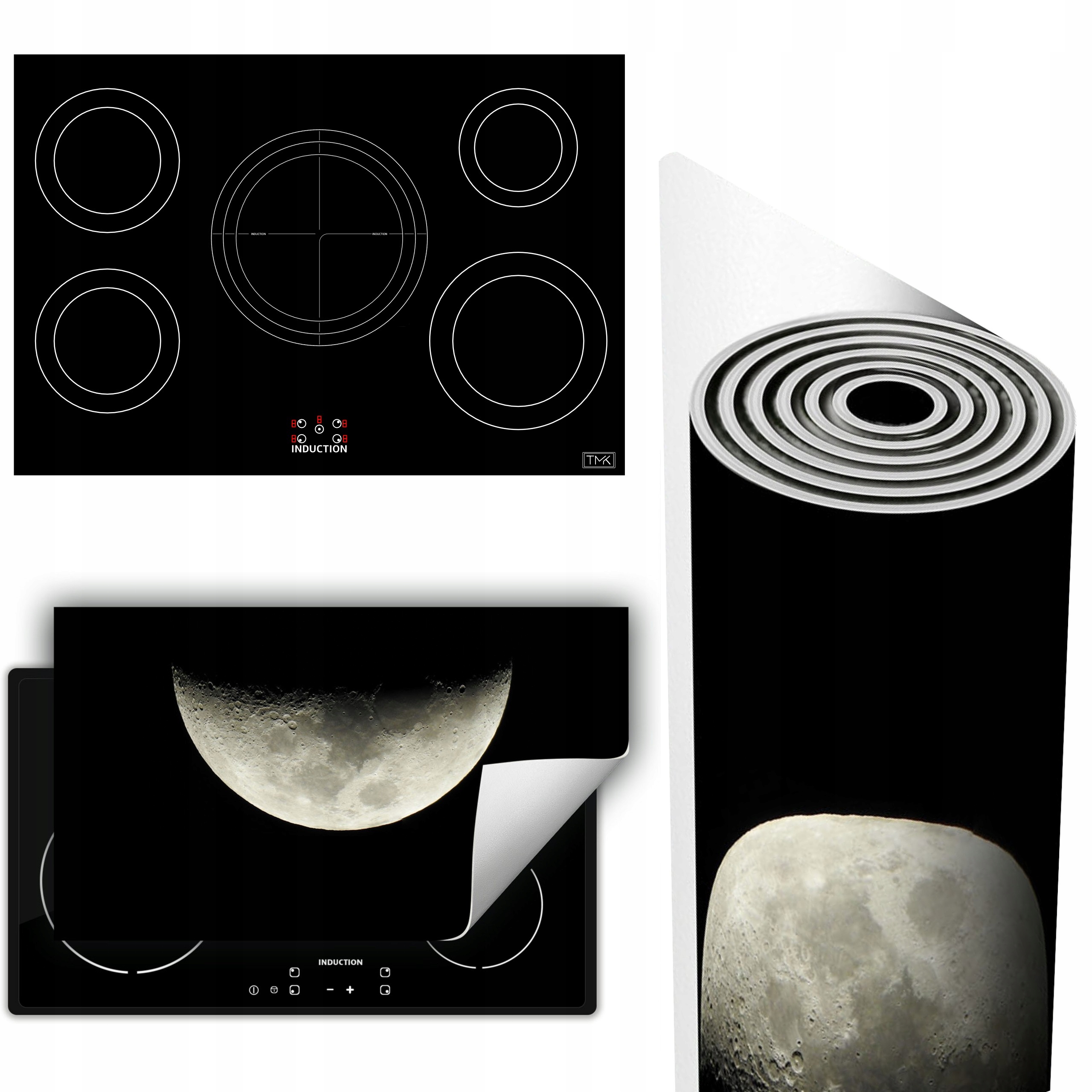 Vinylová Podložka Na Ochranu Kuchyňské Desky 90x52 černá měsíc