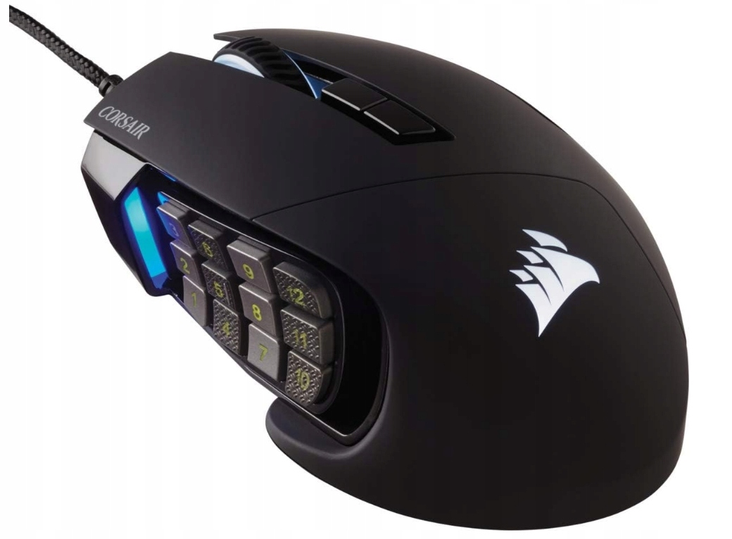 CORSAIR SCIMITAR RGB ELITE, MOBA/MMO, Black, Backlit RGB LED, 18000 DPI, Optical — 8