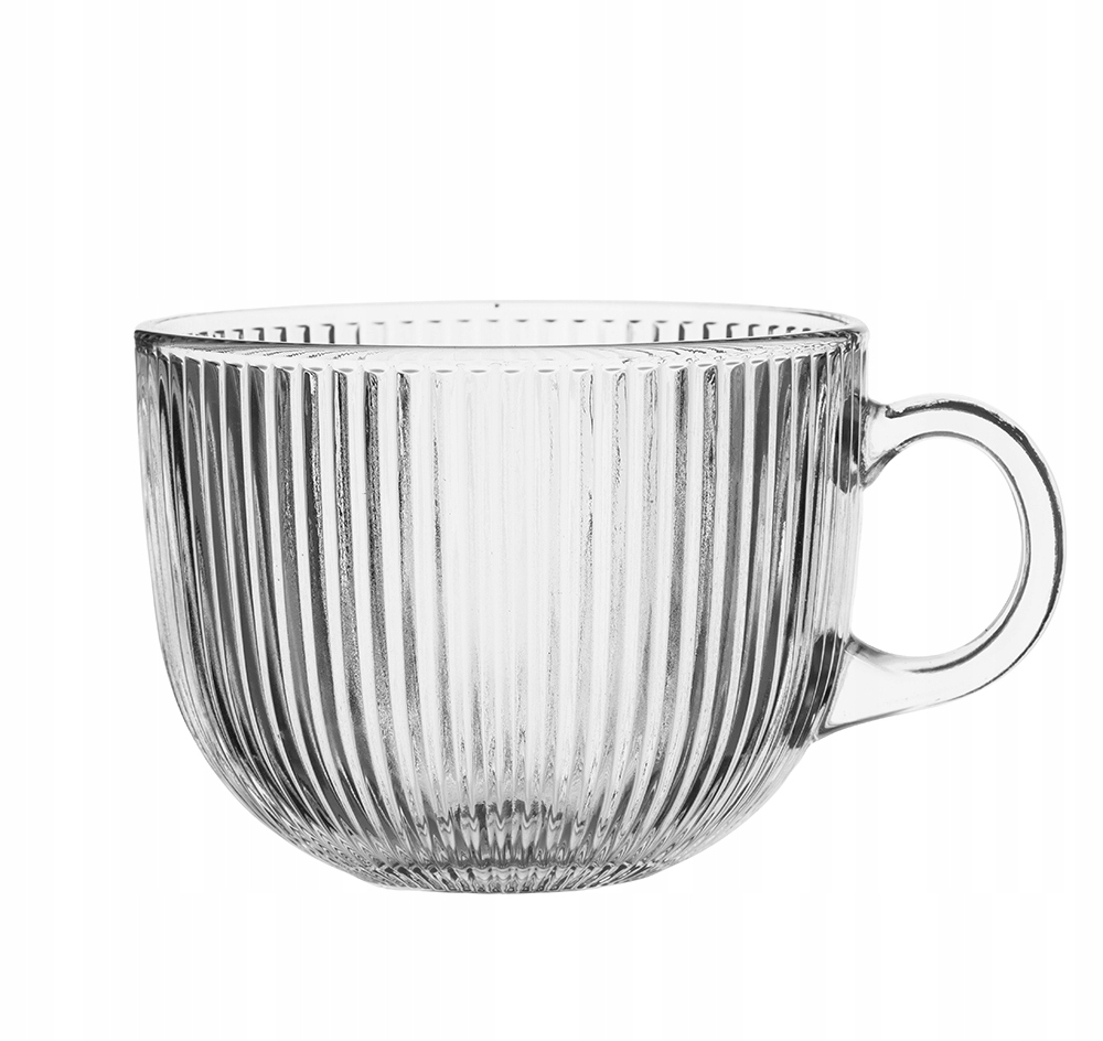 Duża szklana filiżanka szeroka Selena prążki paski 510ml