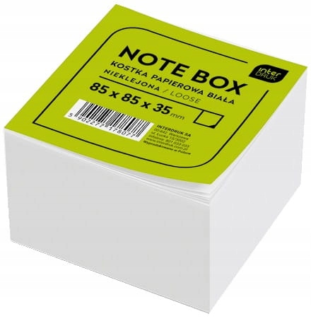 

Karteczki Kostka papierowa biała Interdruk85x85x35