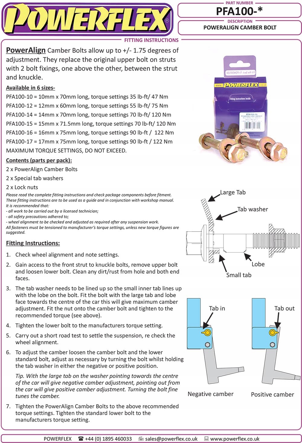 Śruby do regulacji kątów Powerflex -PFA100-14 14mm Producent części PowerFlex