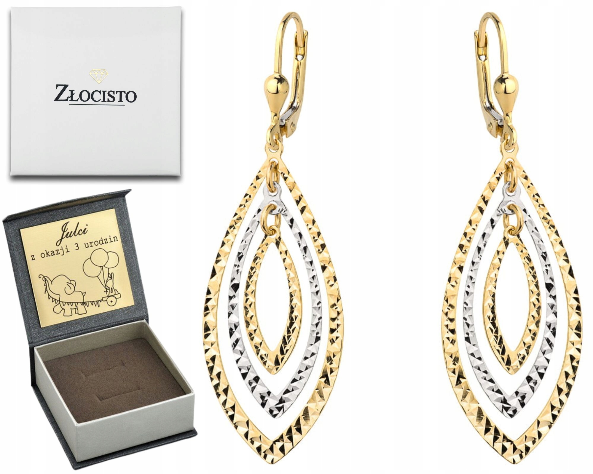 Zlaté Náušnice S Diamantovými Lístky A Bílým Zlatem