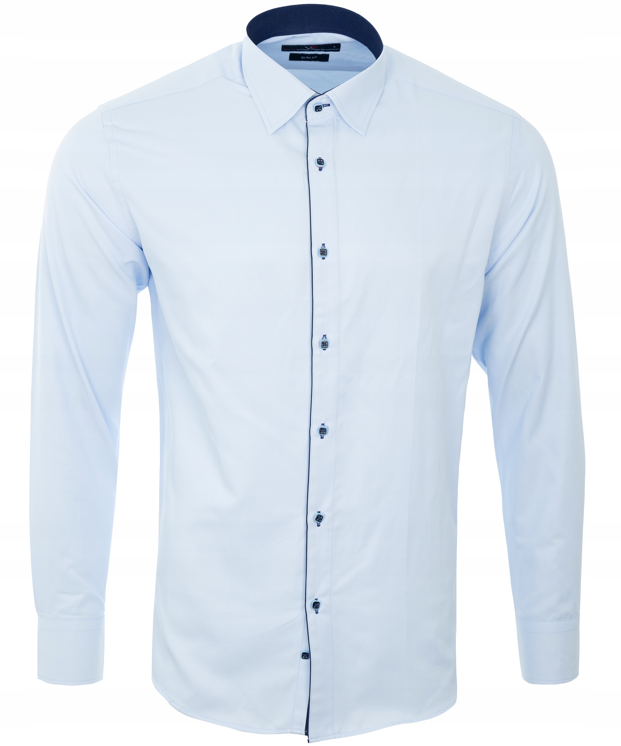 KOSZULA MĘSKA bawełna BŁĘKITNA KOŁNIERZYK L SLIM