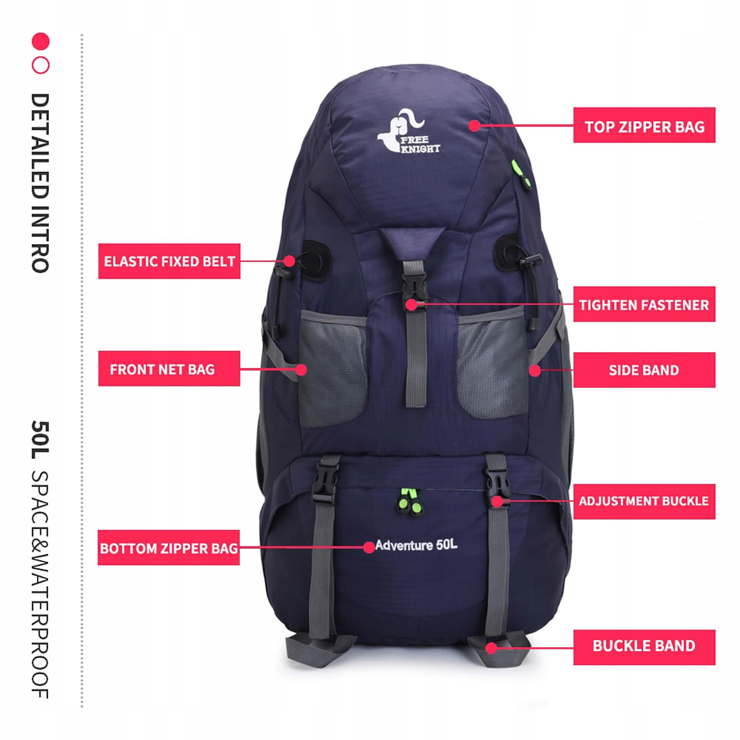 BSEASH 50L Lekki Wodoodporny Plecak Turystyczny Outdoor — miniatura 5