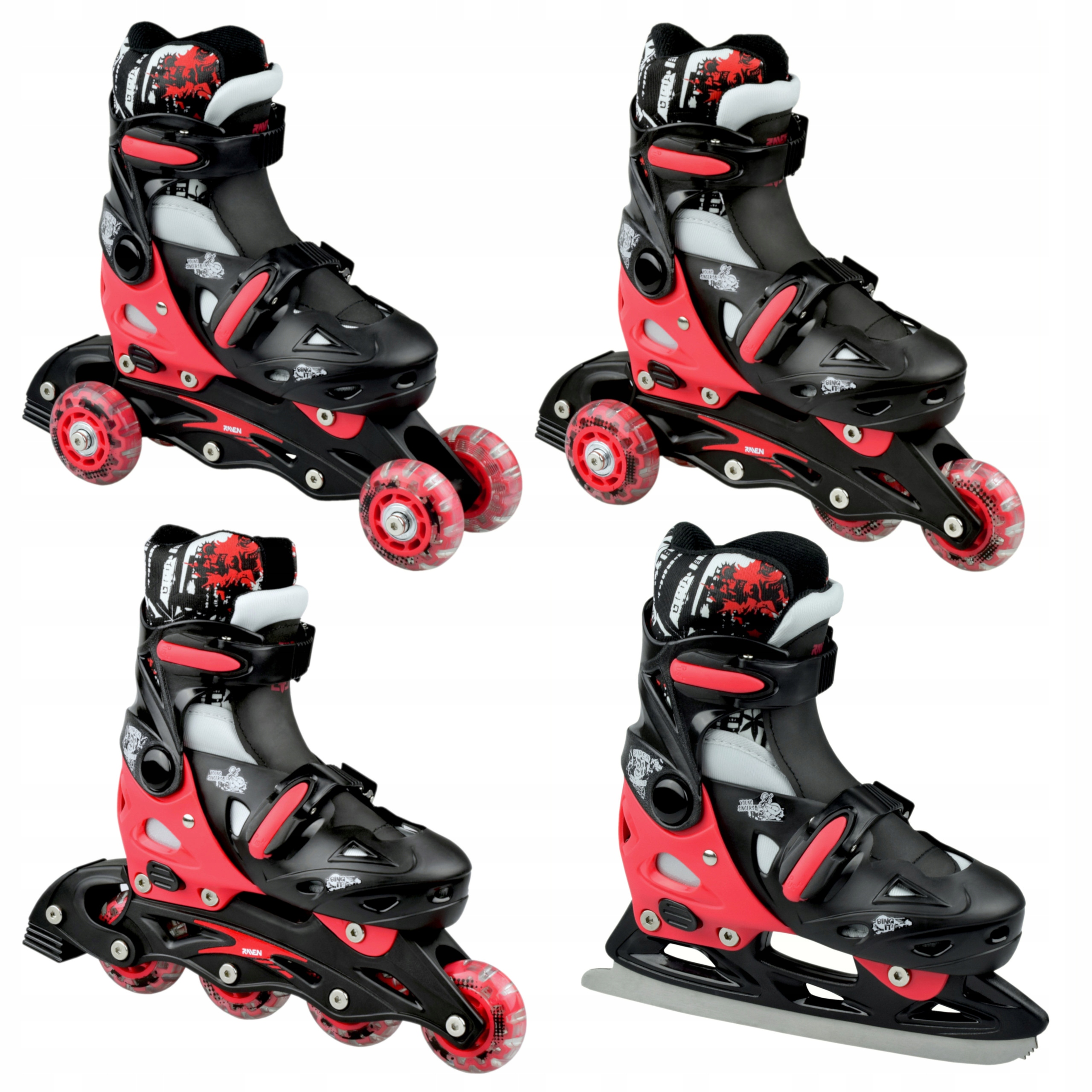 

Rolki Łyżwy 4w1 Raven Singer Black/Red 29-32