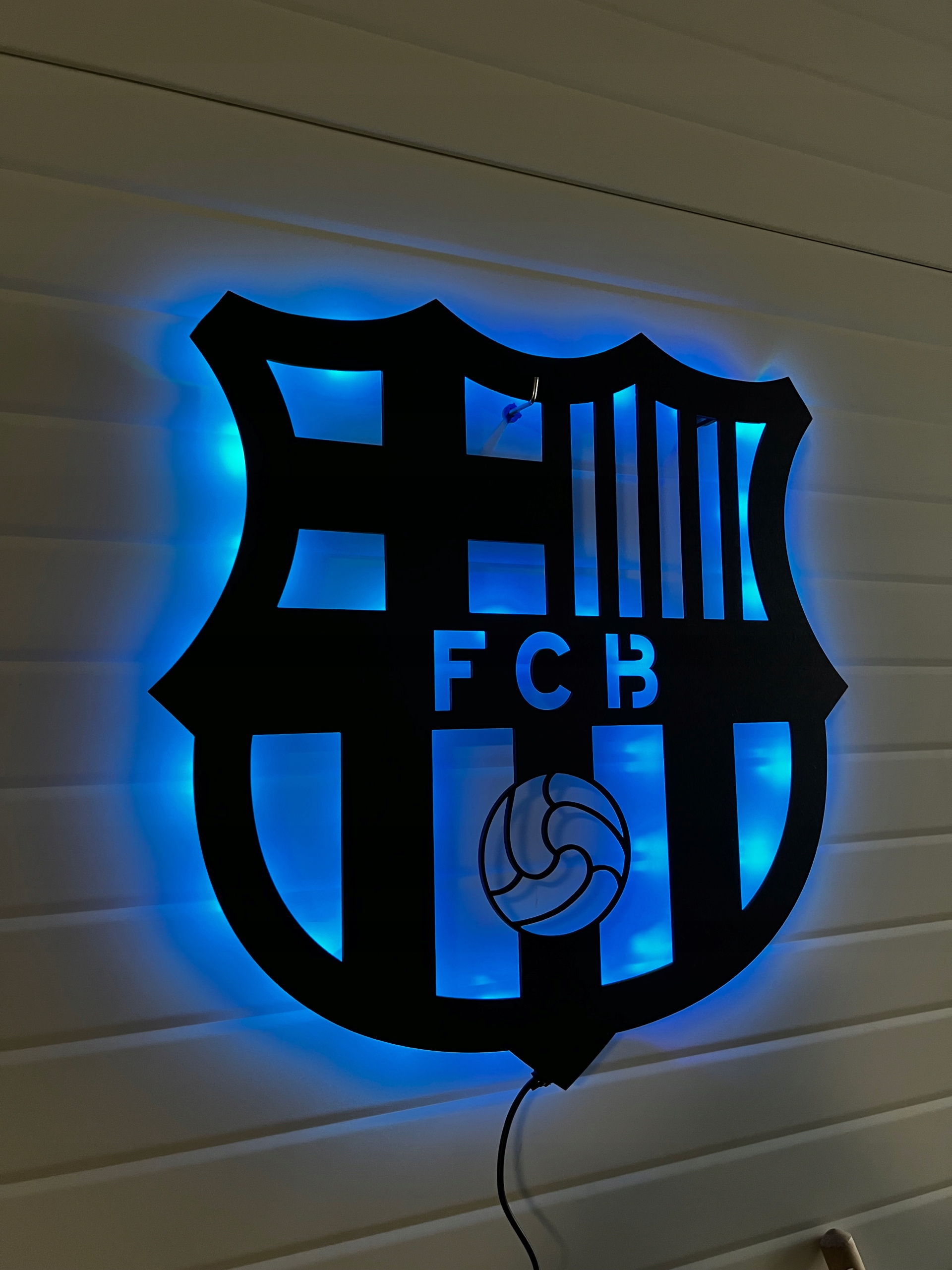 Obraz Drewniany Fc Barcelona Led Herb Stojak Na Telefon