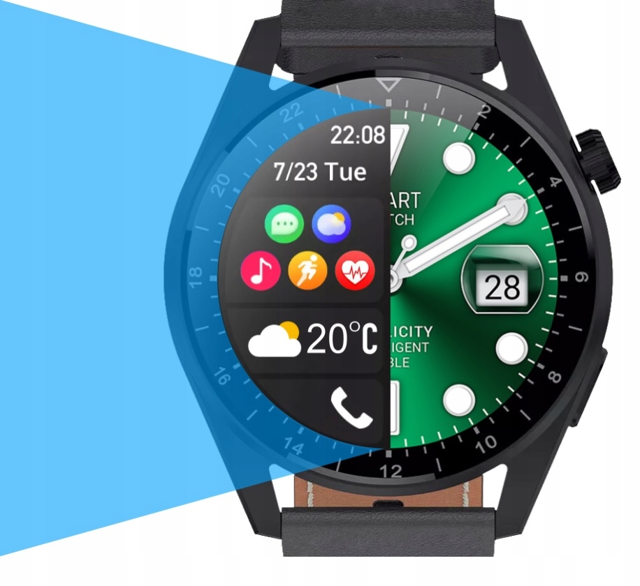 SMARTWATCH MĘSKI ZEGAREK POLSKIE MENU ROZMOWY SPORT SMART WATCH + 2 PASKI Komunikacja Bluetooth