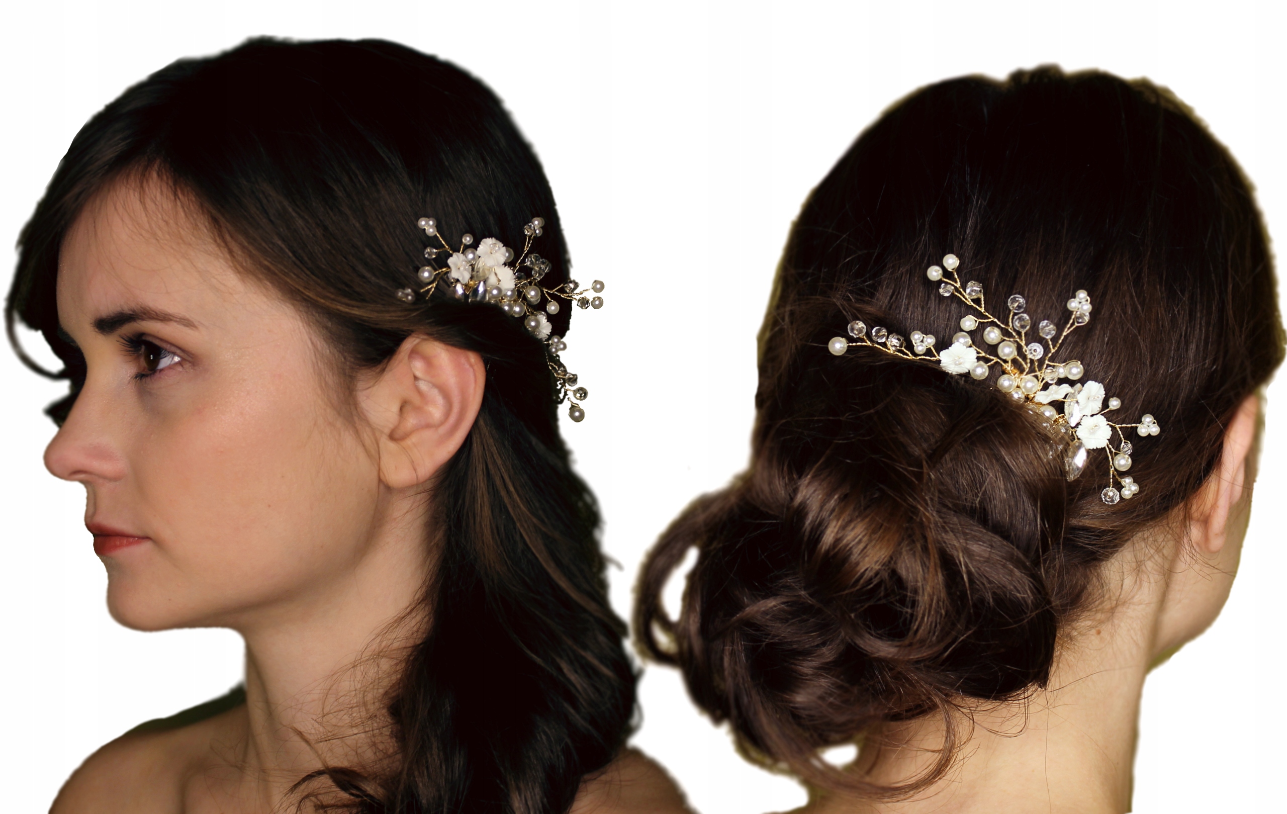 Ozdoba ślubna do włosów grzebyk KRYSZTAŁY DIAMENTY