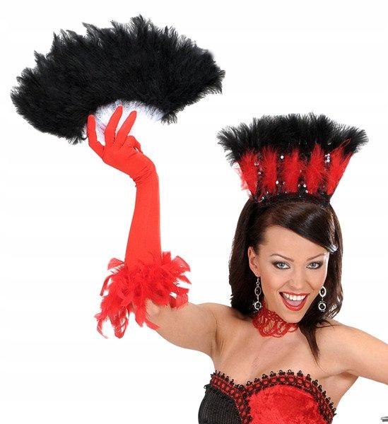 WACHLARZ CZARNY Z PIÓR ELEGANCKI RETRO HALLOWEEN Płeć kobieta