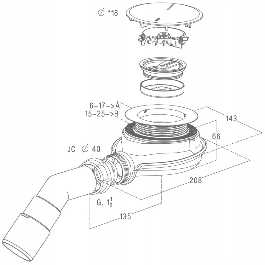 Syfon brodzikowy Radaway TURBOFLOW TBXS Rodzaj brodzikowy