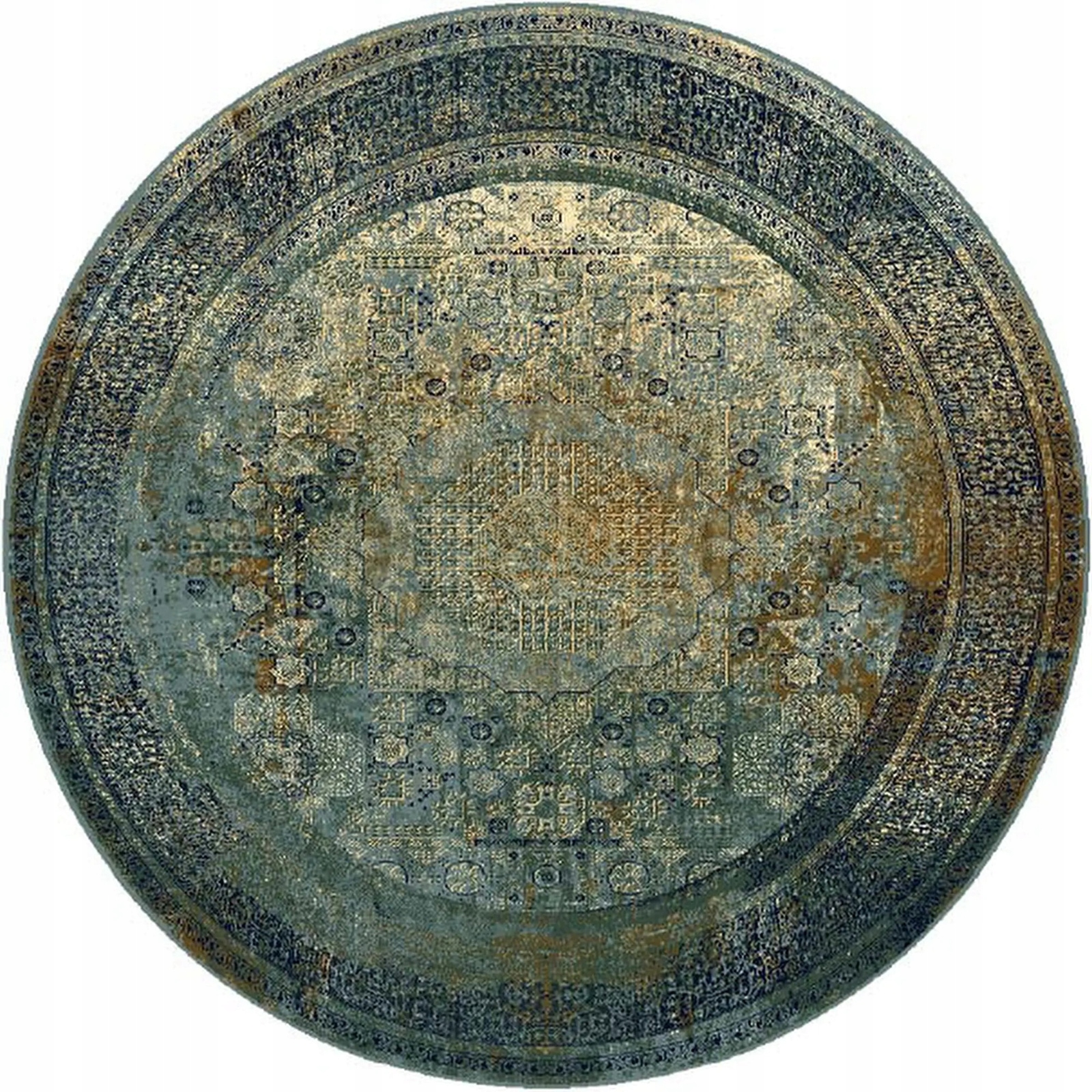 Dywan wełniany klasyczny do salonu Dywilan Mamluk Dark Blue Koło Omega 135