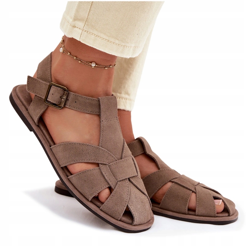 Dámské Sandály Z Semišové Kůže Ploché Big Sar TT274250 Béžové 41