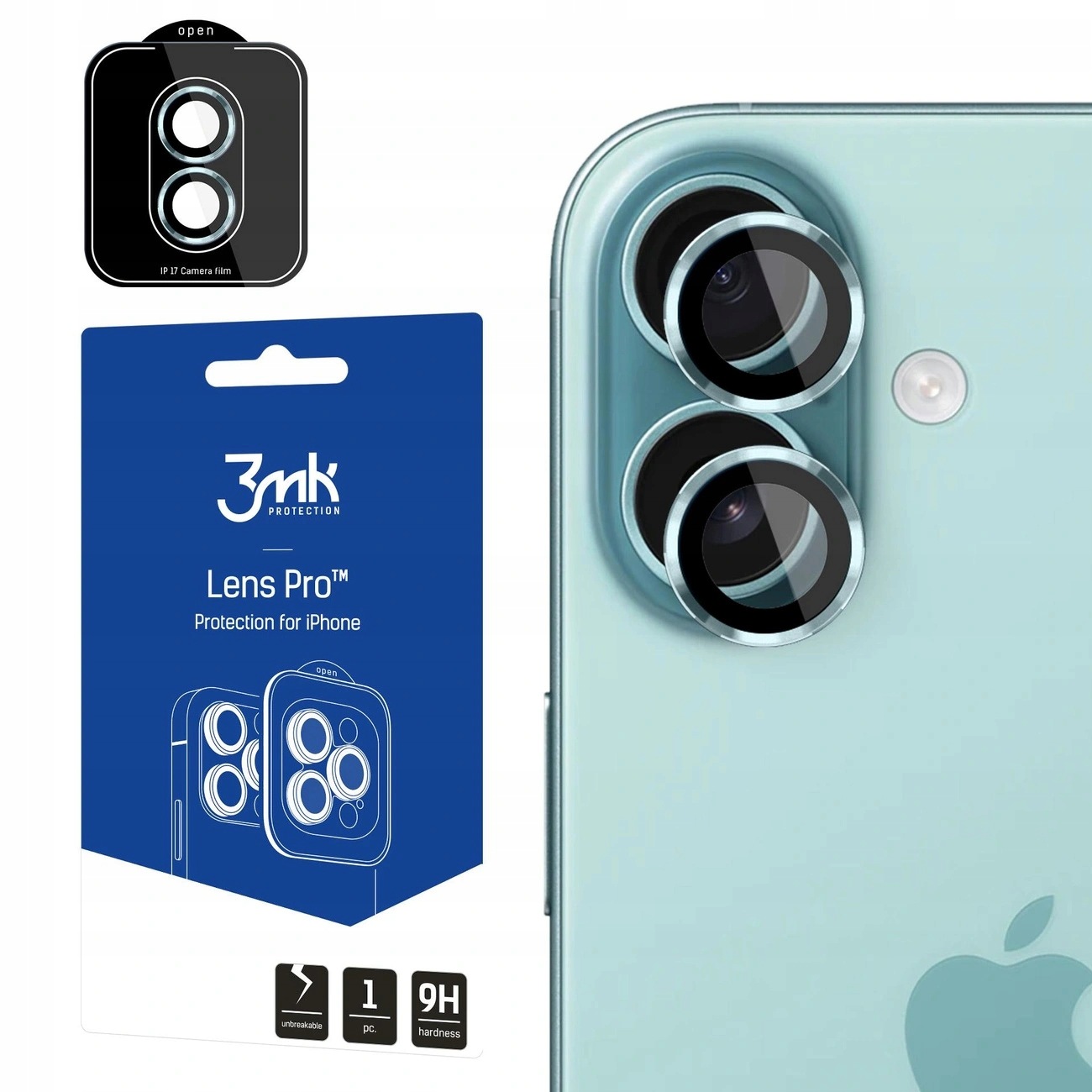 Szkło 3mk Lens Protection Pro na obiektyw iPhone 17 zielone