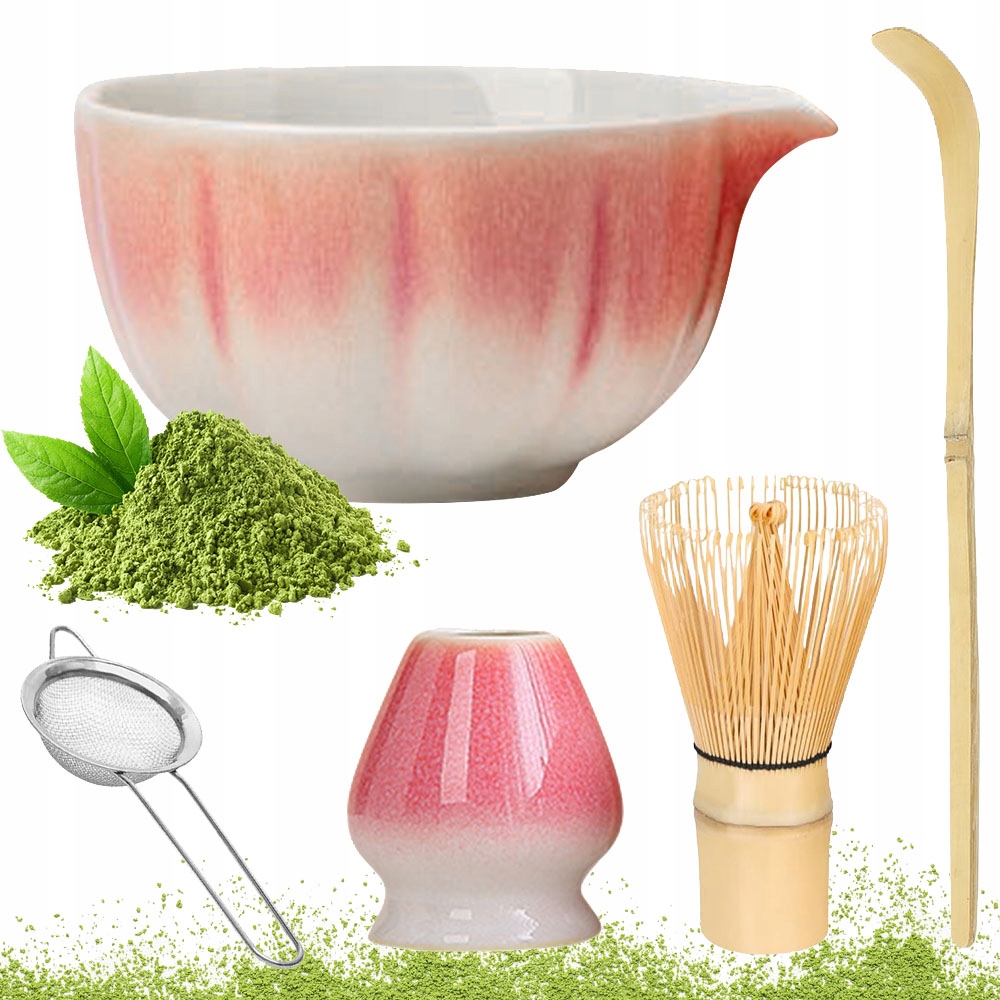 Levně Sada Nářadí Pro Matchu Ideální Dárek Vysoká Kvalita Keramika Růžová