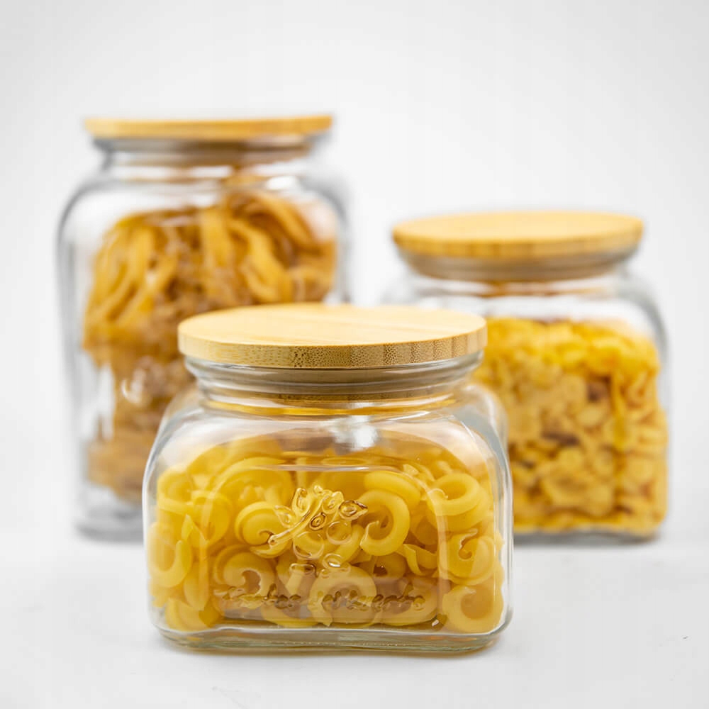 Szklany SŁOIK 1,4l z pokrywą bambusową NA ŻYWNOŚĆ Producent Bimberek