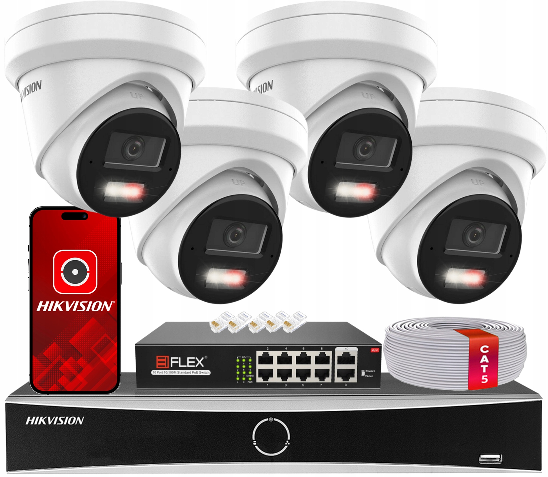 Sada na monitorovanie Hikvision 4 kamier DS-2CD2363G2-LI2U Ip 6MP AcuSense Led