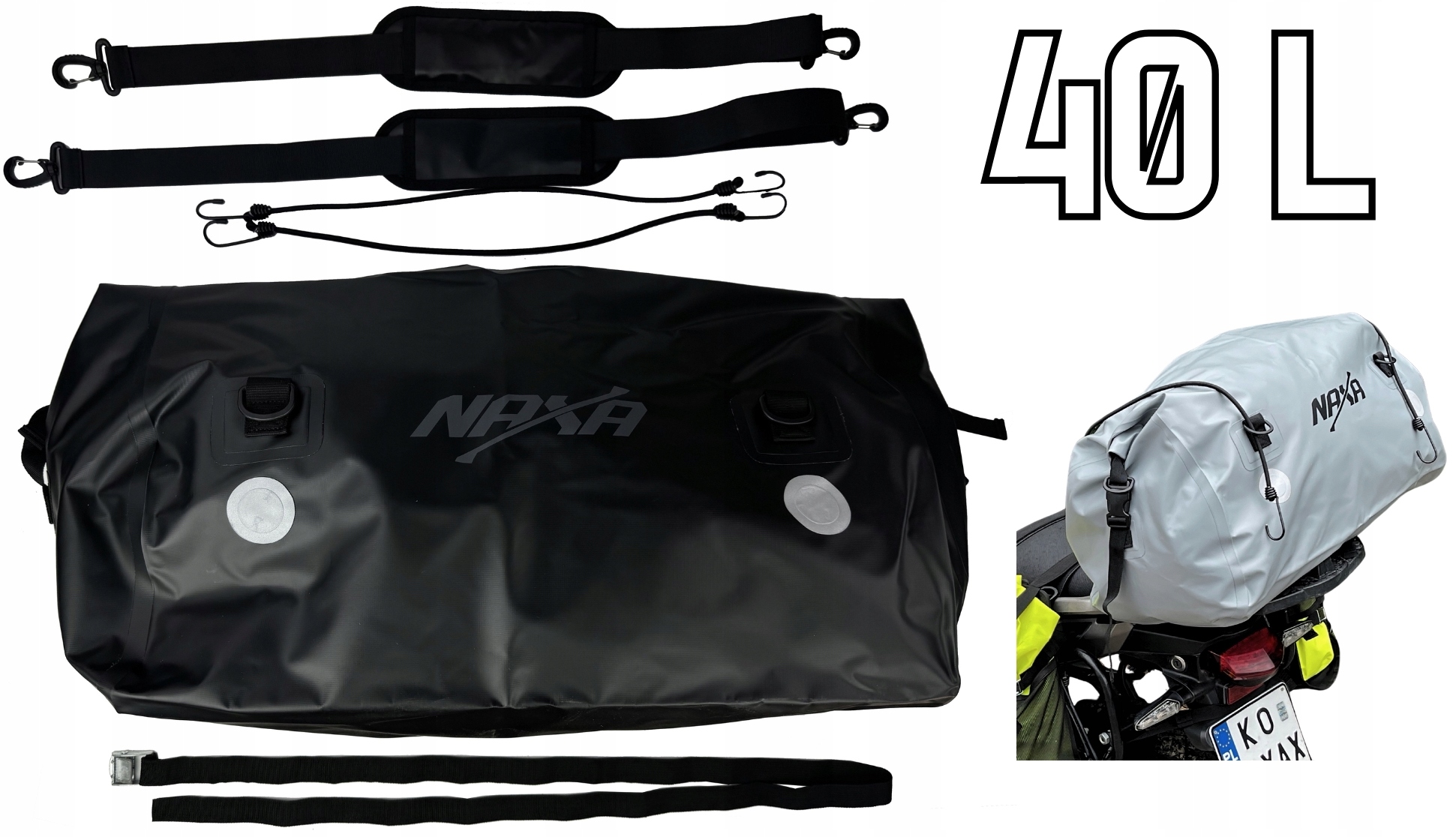 Brašna Na Motorku Naxa TW4 Váleček Na Zadní Část Motocyklu Roll BAG|40 Litrů
