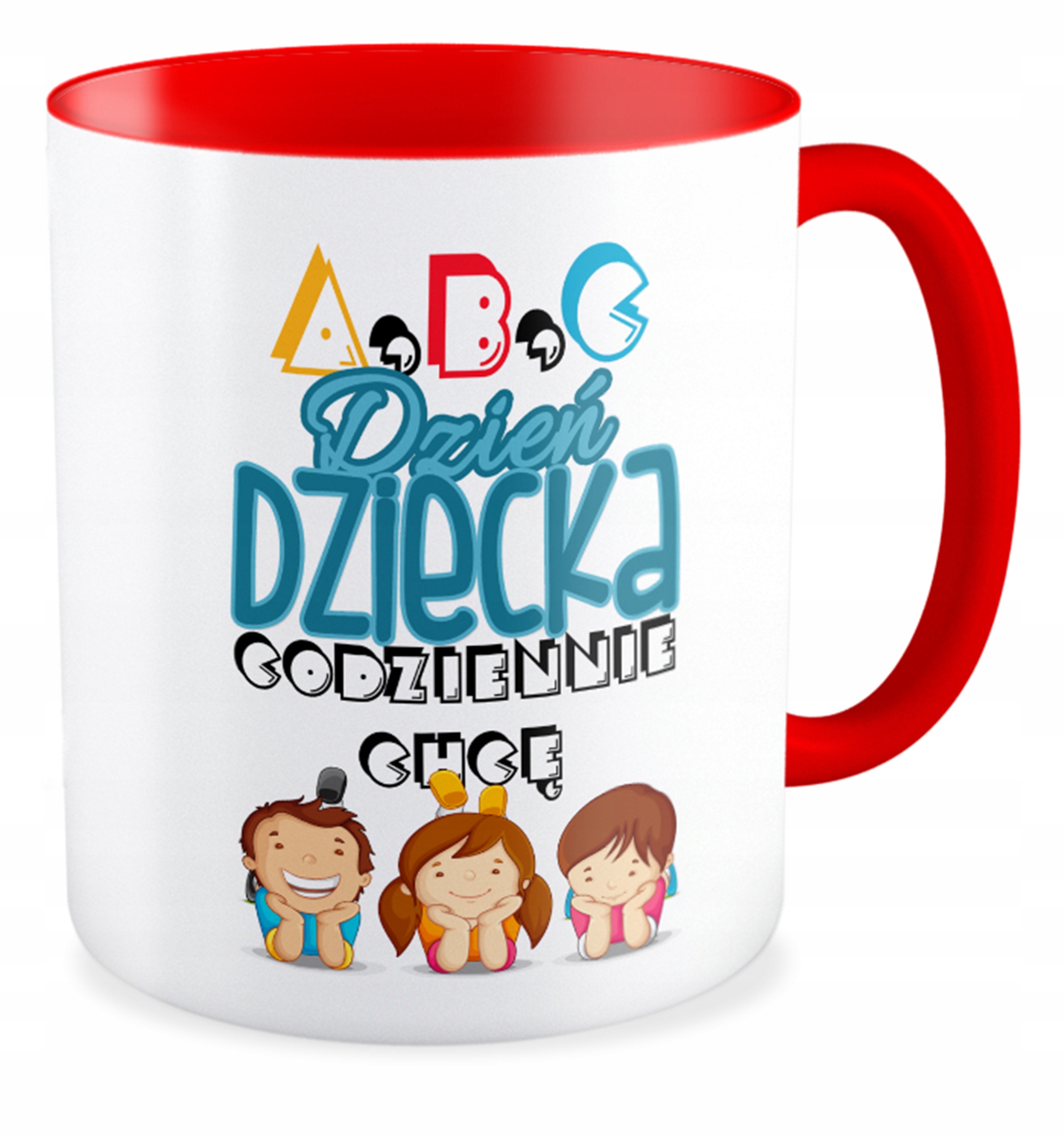 

Kubek czerwony prezent na Dzień Dziecka Szkoła