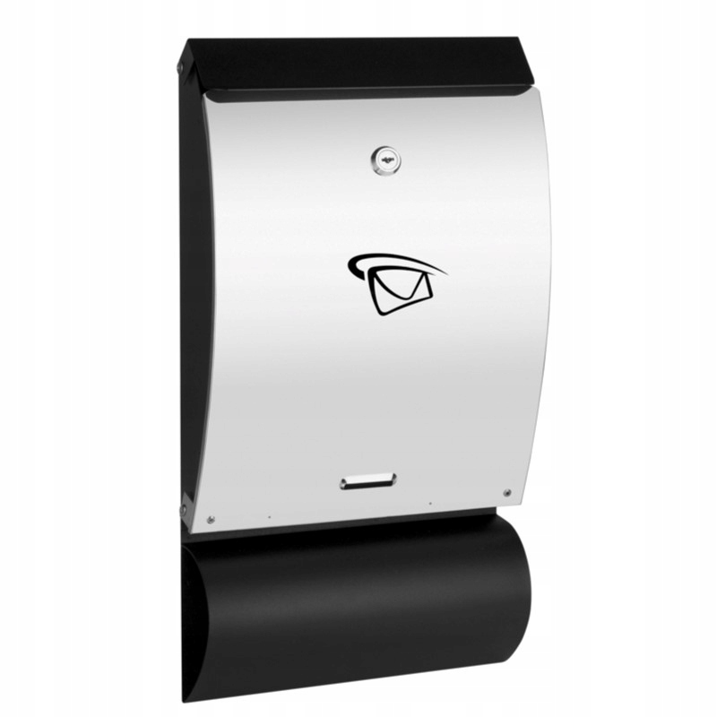 Aqbau poštovní poštovní schránka C4 Lux konvexní černostříbrná s velkou tubou