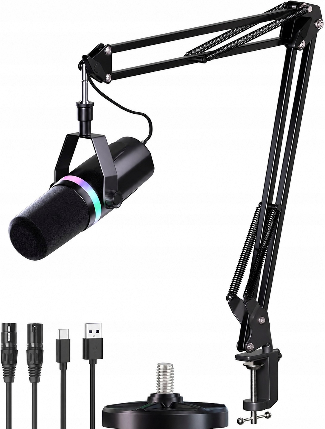 Mikrofon dynamiczny studyjny Sb/xlr Led Rgb Śpiewanie Streaming