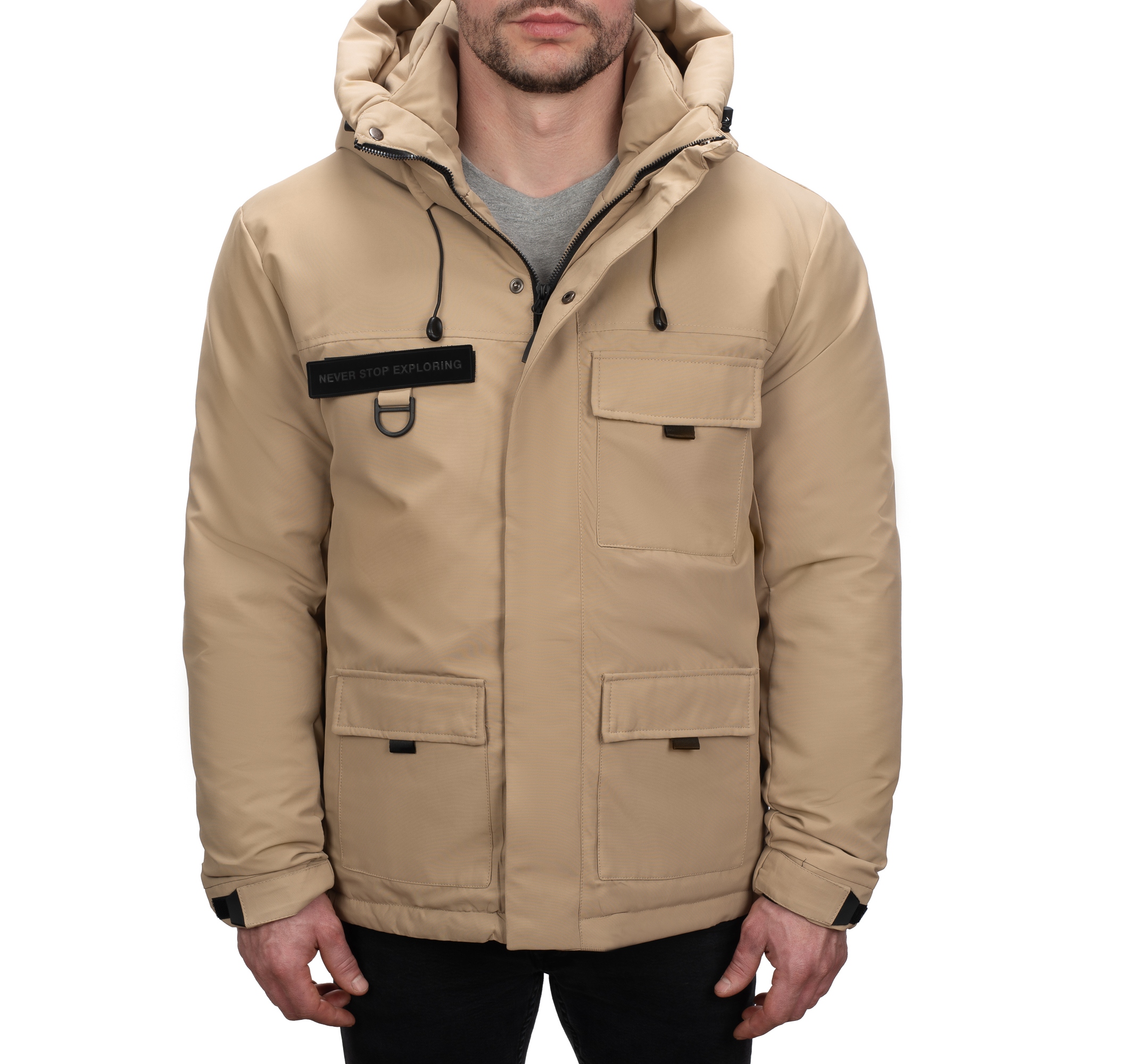 M5018 vel. XL/54 Klasická Zimní Bunda S Kapucí , Zateplená