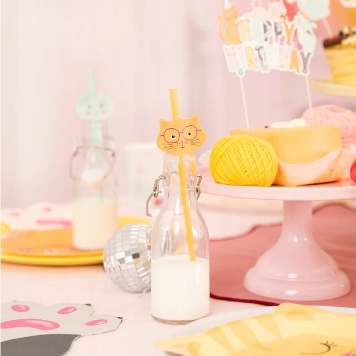 Słomki papierowe KOTEK do picia napoju KOLOROWE urodzinowe PARTY KOT 6szt EAN (GTIN) 5904610151297