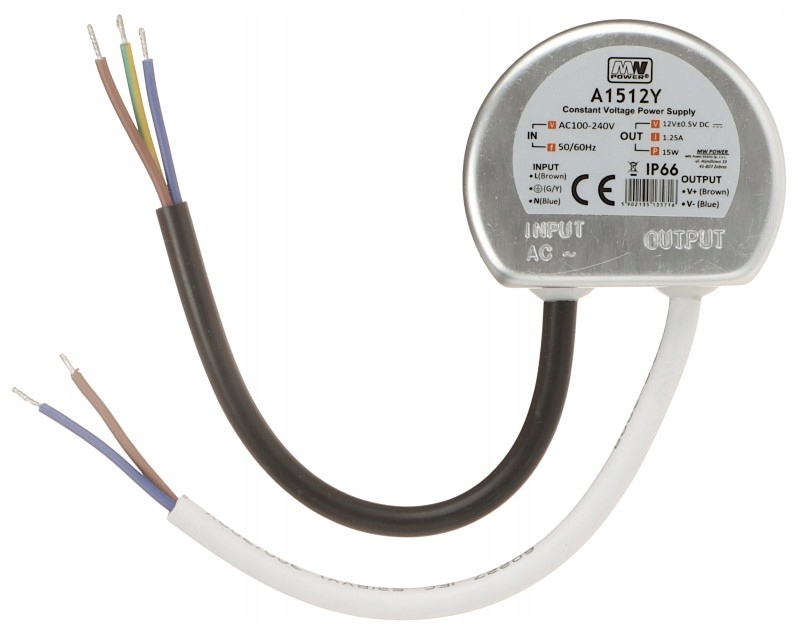 ZASILACZ STAŁONAPIĘCIOWY DO PUSZKI 60MM LED KAMER IP66 12 V 15 W MW POWER