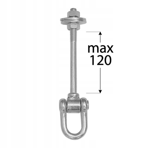 HAK HUŚTAWKOWY Z SZEKLĄ I BOLCAMI MOCOWANIE HUŚTAWEK MHC120 OCYNK DOMAX Producent Domax