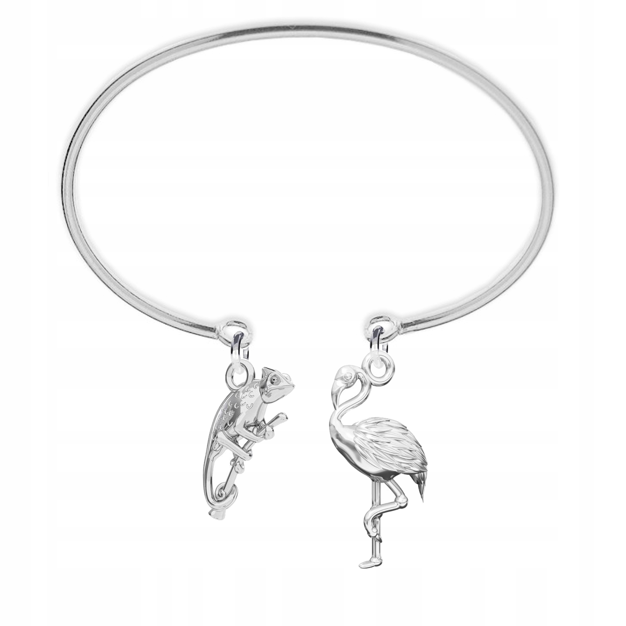 Stříbrný 925 náramek s obručí Plameňák Chameleon Kombinace síly a půvabu