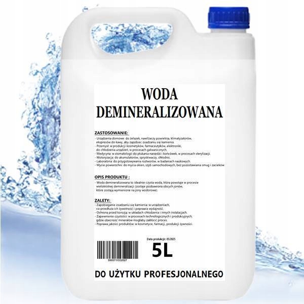 Woda demineralizowana Cleanhom 5l
