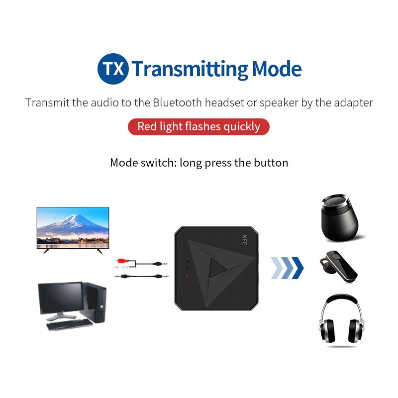 BLUETOOTH ADAPTER 5.0 NFC RECEIVER + AUX TRANSMITTER Model bluetooth adapter-black