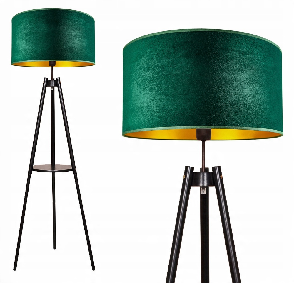 

Lampa Stojąca Podłogowa Trójnóg Ze Stolikiem Welur